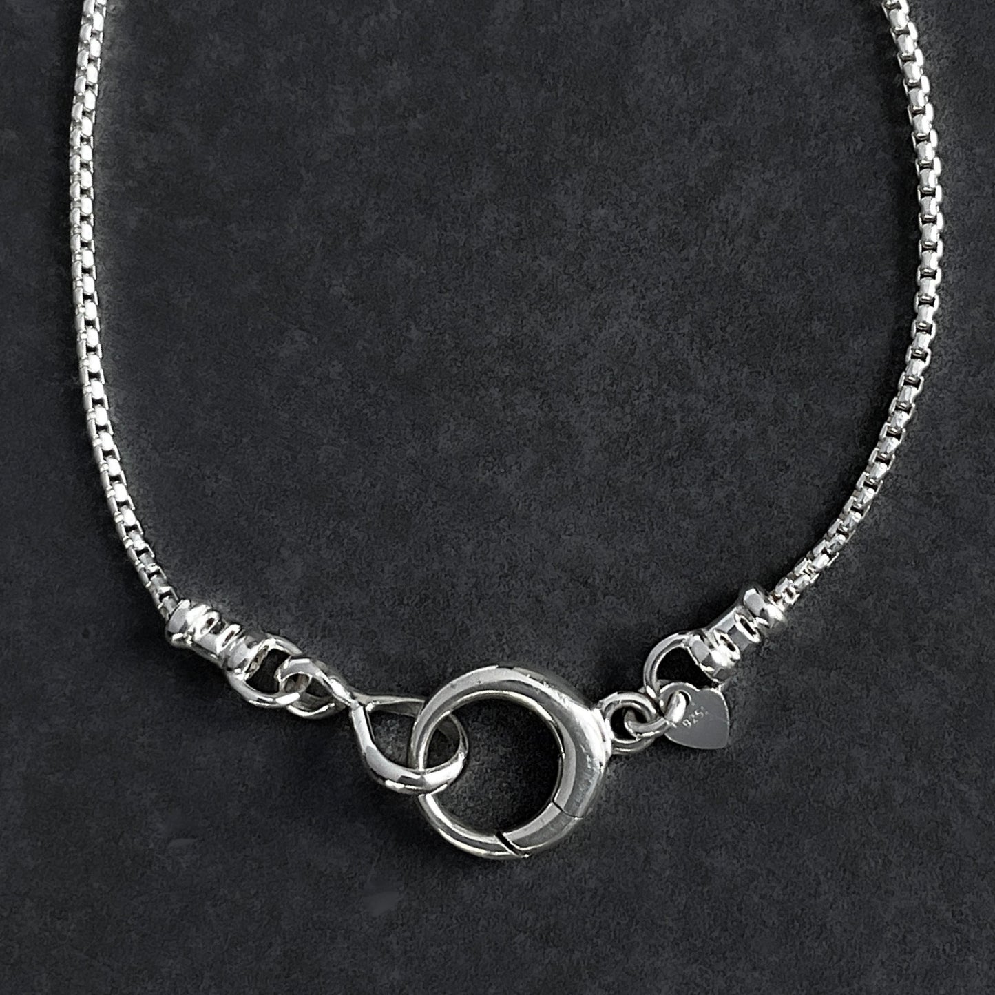 Sterling Silver Box Chain Necklace Pendant Clip Clasp