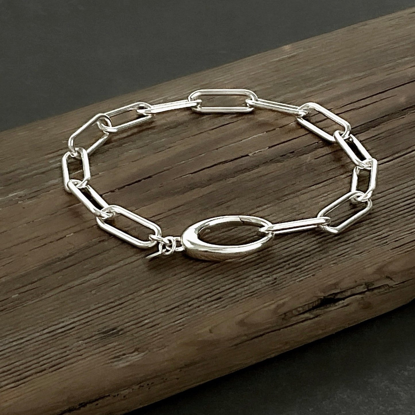 Chunky Paperclip Chain Bracelet in Sterling Silver, 6mm