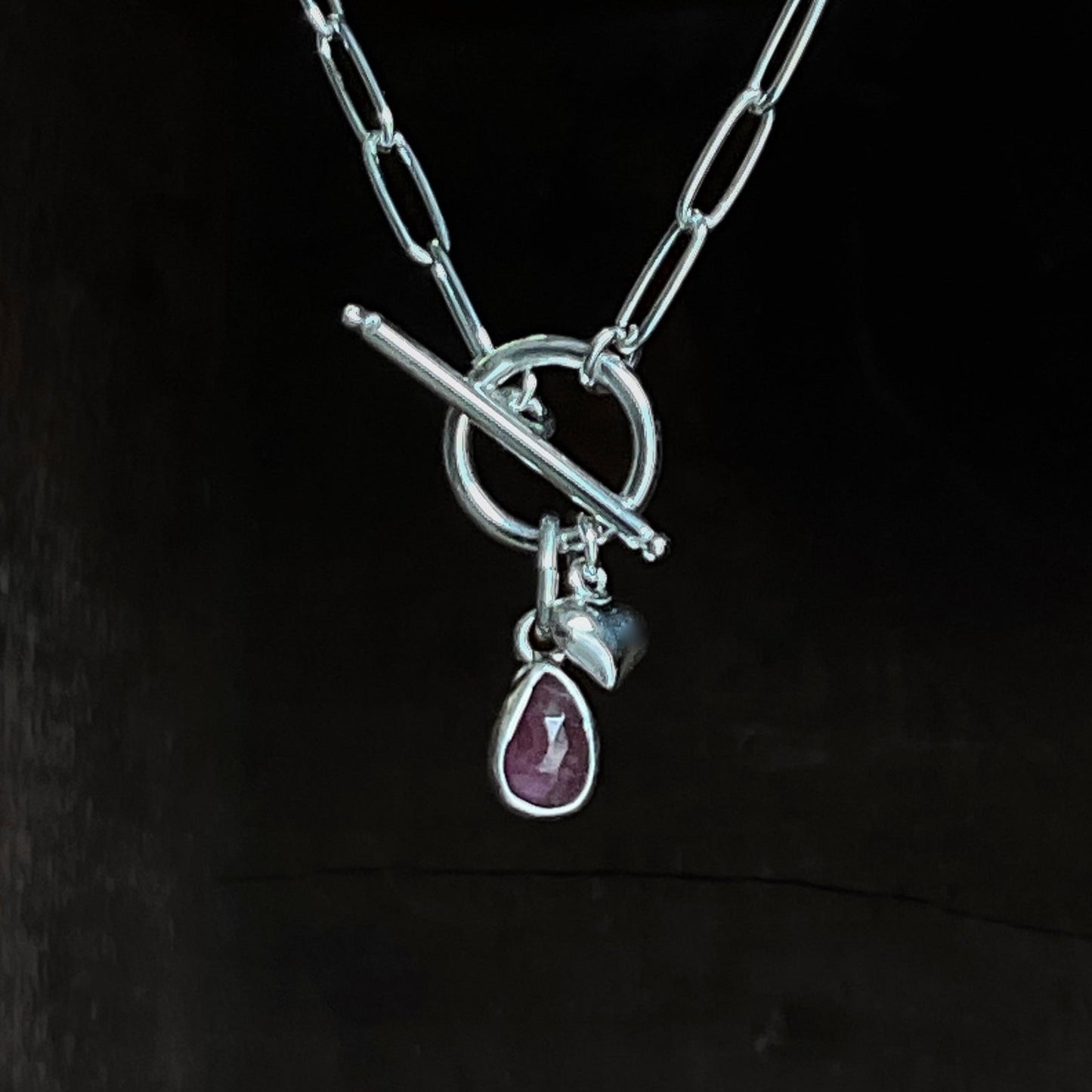 Pink Tourmaline Pendant Necklace in Sterling Silver