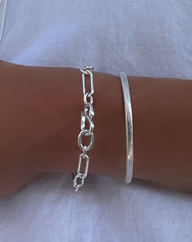 Sterling Silver Paperclip Chain Infinity Bracelet 6mm