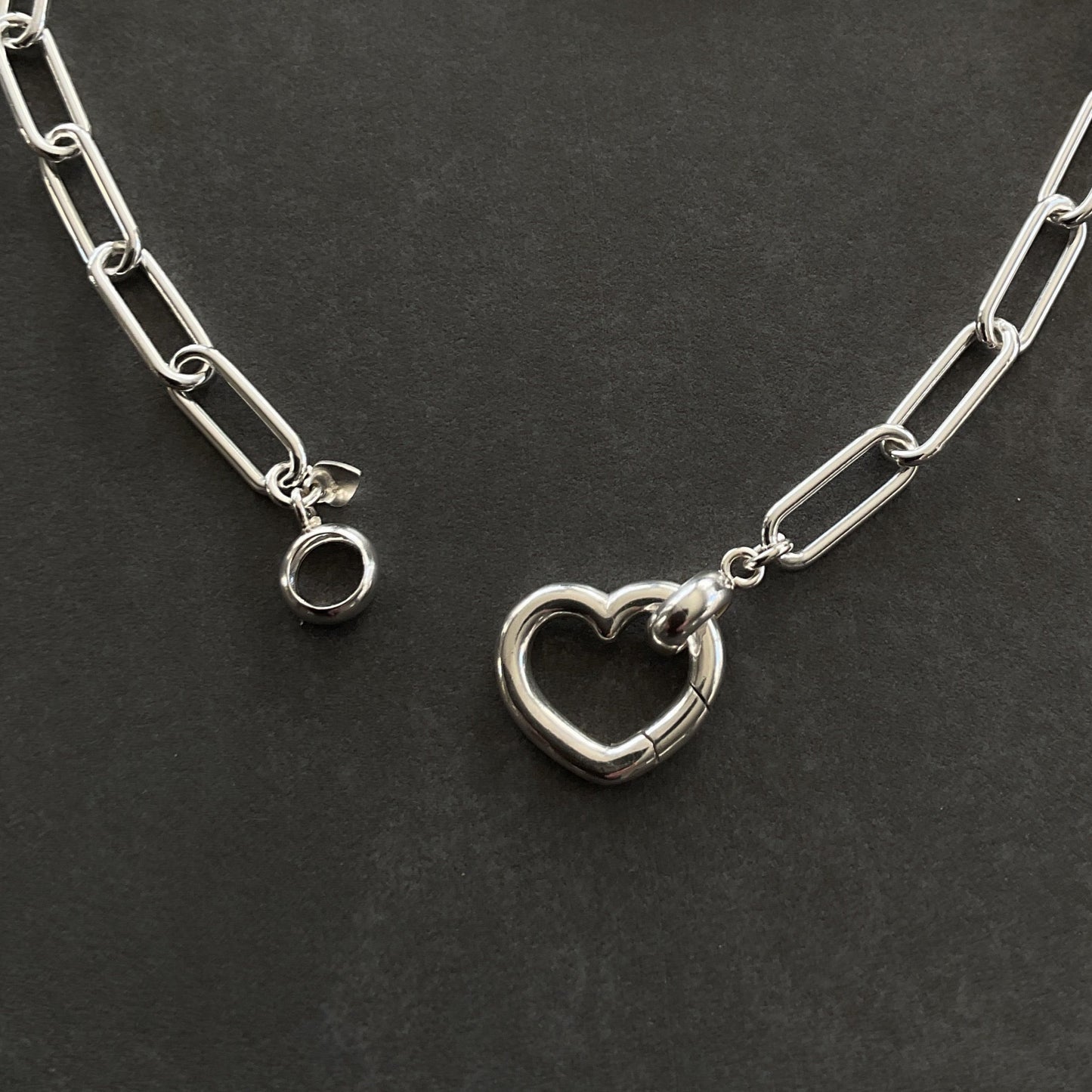 sterling silver heart  clasp front closure