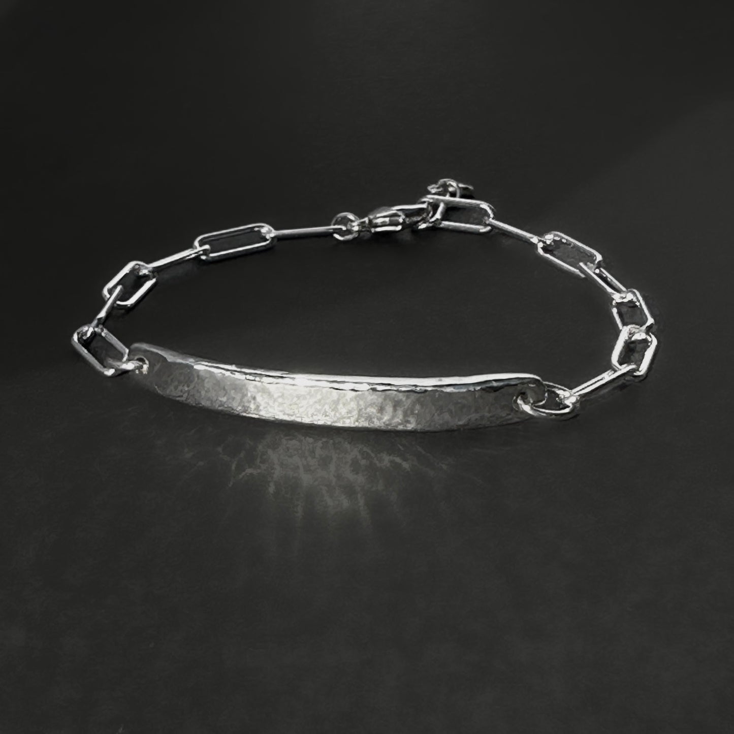 Organic Heavy Bar Paperclip Bracelet in Sterling Silver, 4.3mm