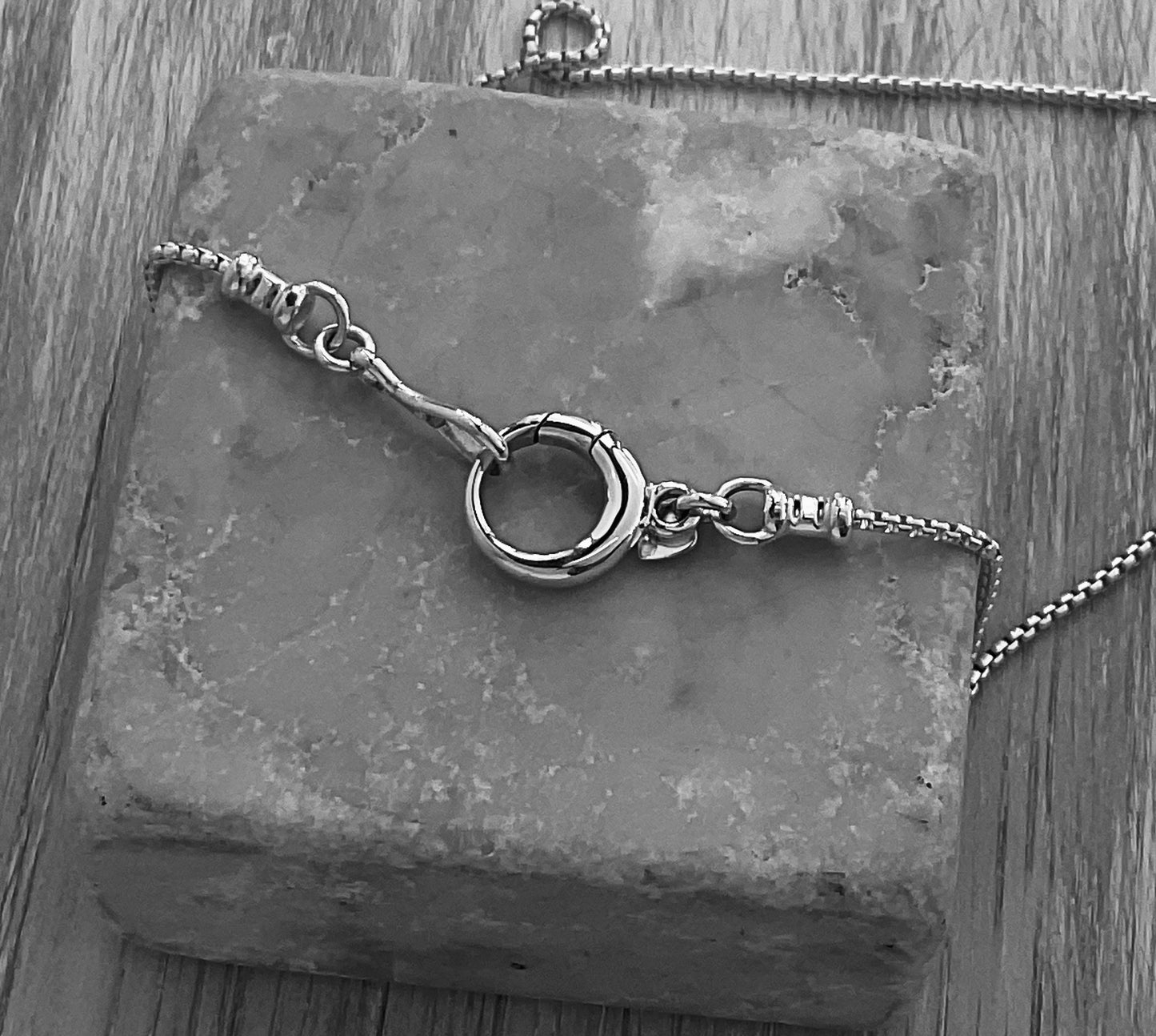 Sterling Silver Box Chain Necklace Pendant Clip Clasp