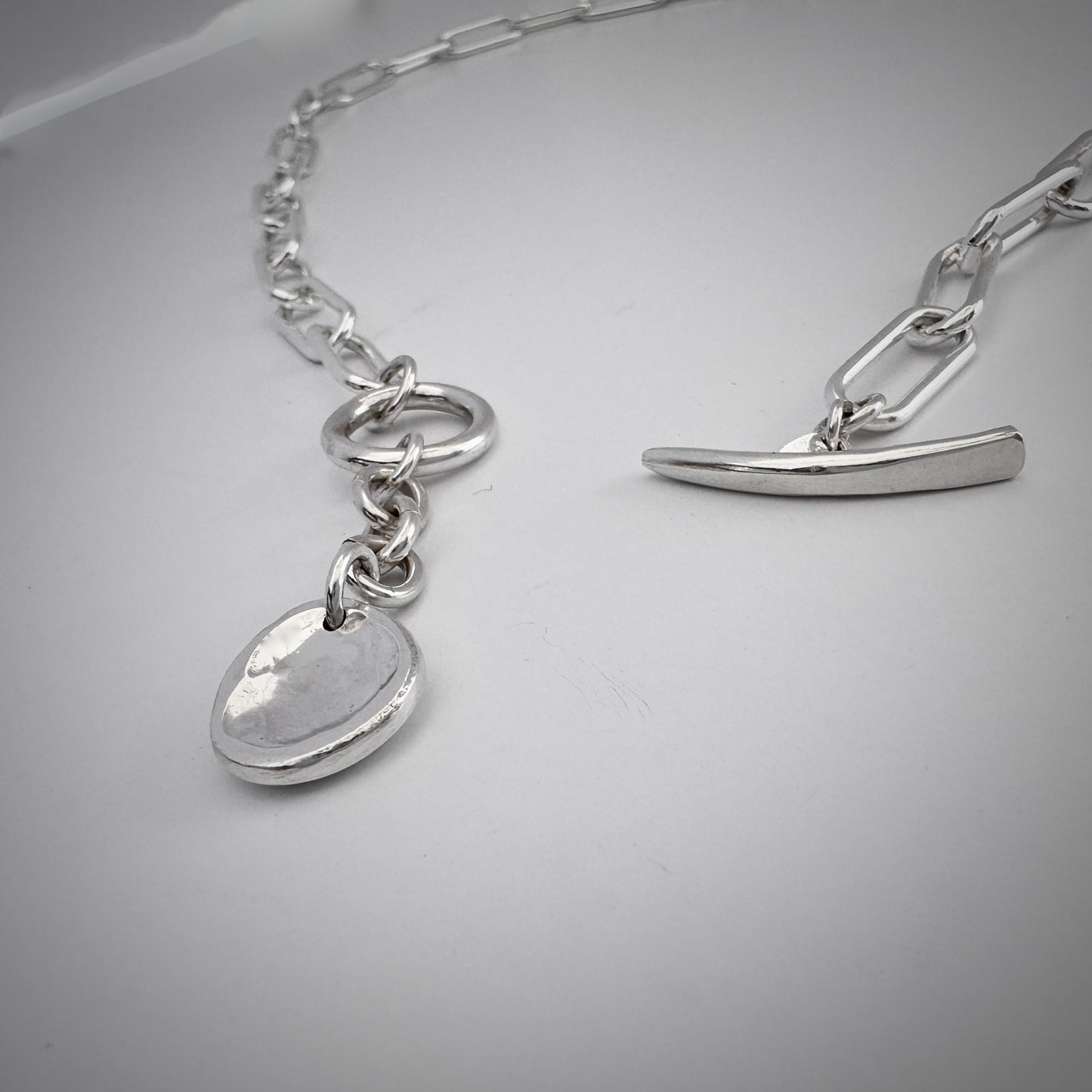 Sterling Silver Medallion Toggle Necklace