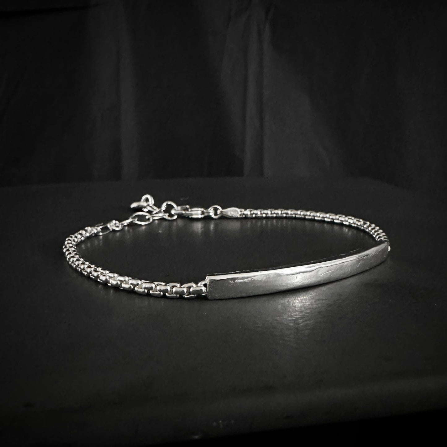 Sterling Silver Bar Bracelet Box Chain, 2.5mm