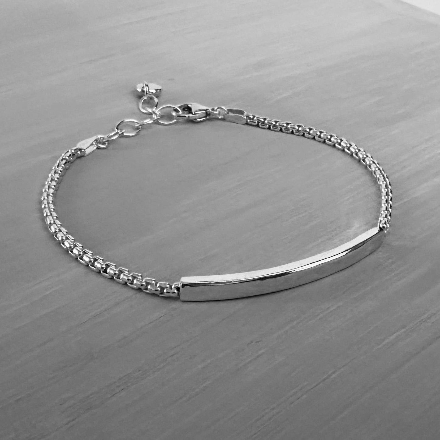 Sterling Silver Bar Bracelet Box Chain, 2.5mm