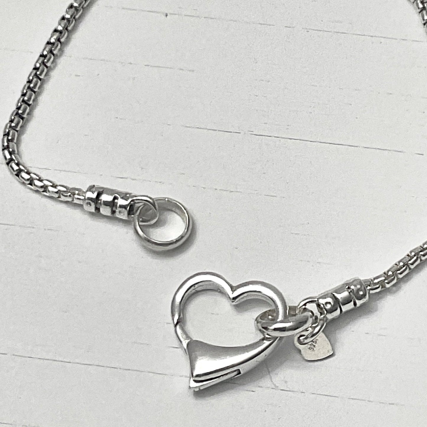 Open Heart Box Chain Necklace in Sterling Silver, 1.8mm