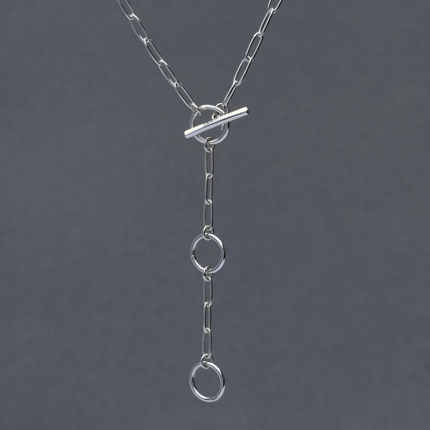 Paperclip Chain Toggle Lariat Necklace in Sterling Silver, 3mm