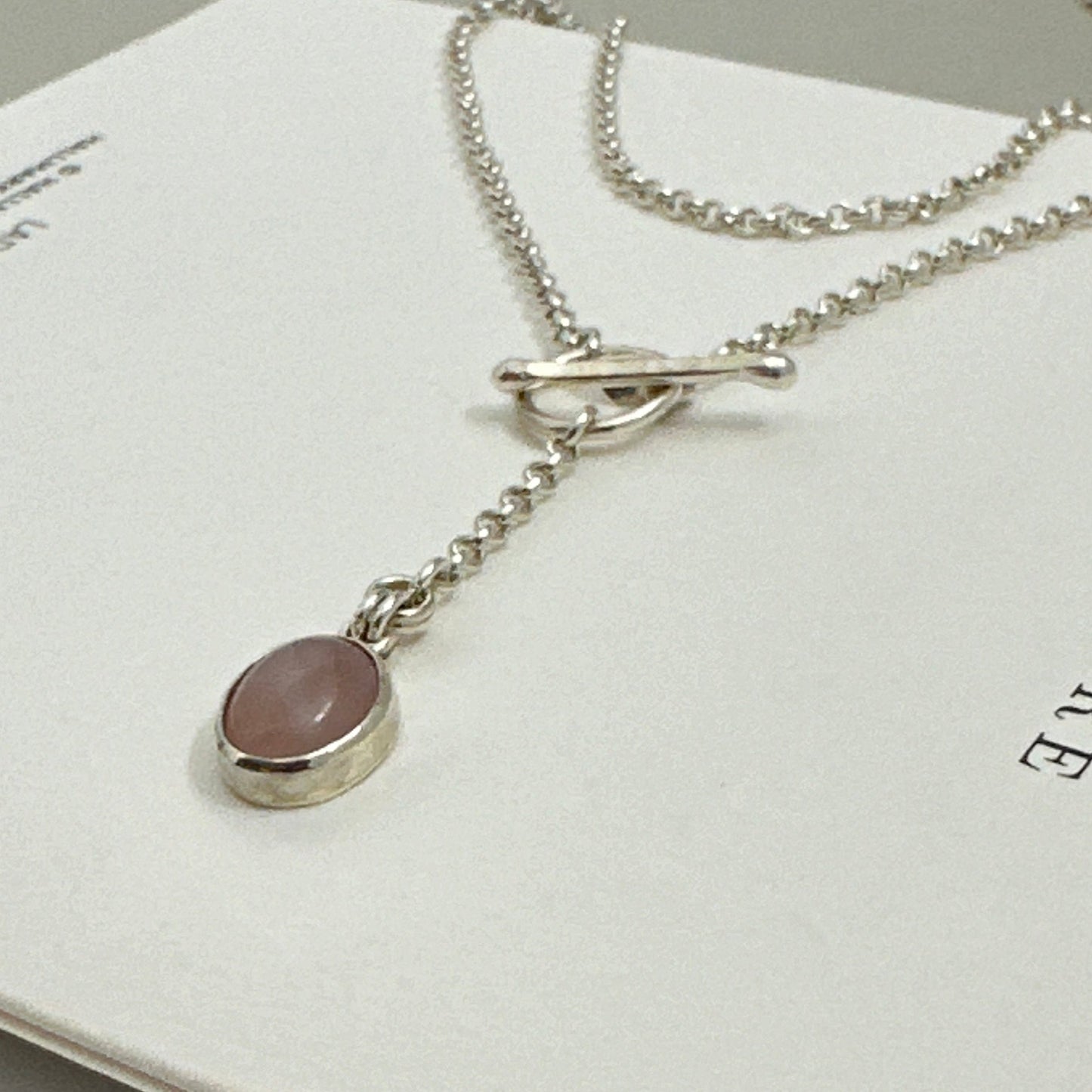 Rose Quartz Pendant Necklace in Sterling Silver, 2.4mm