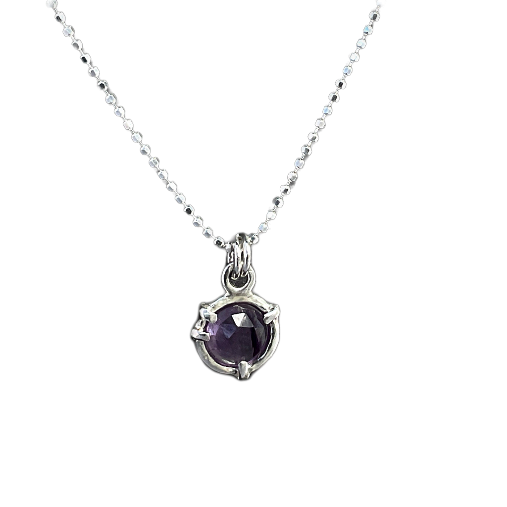 Amethyst Pendant Necklace in Sterling Silver