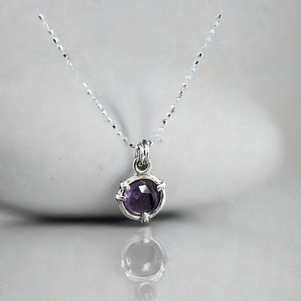 Amethyst Pendant Necklace in Sterling Silver