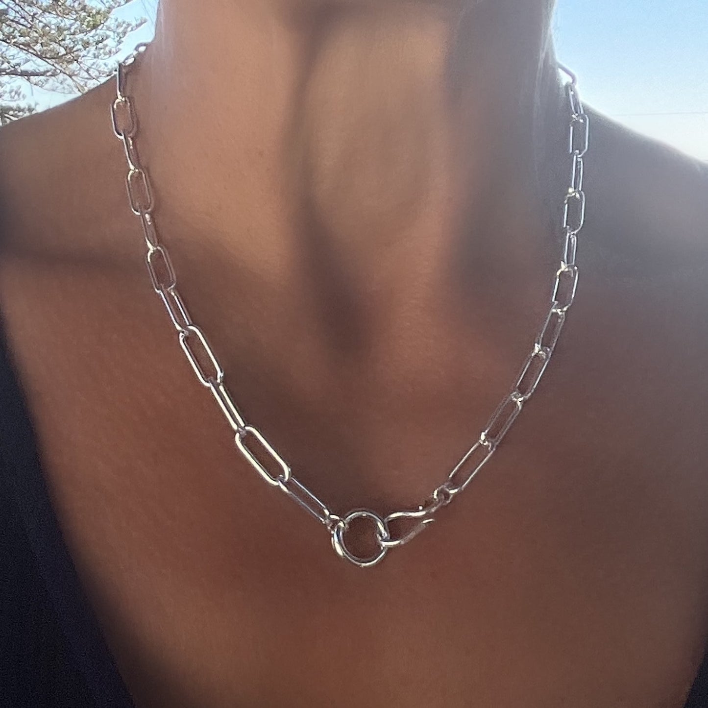 Heavy Sterling Silver Paperclip Necklace 6mm with Hook Clasp