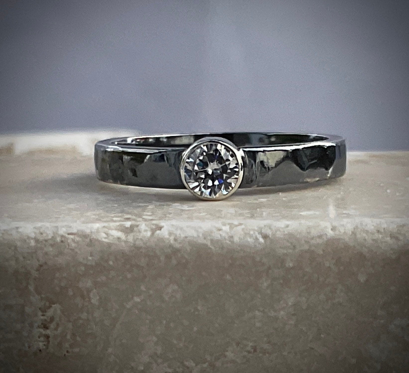 Sterling Silver Ring with April Birthstone