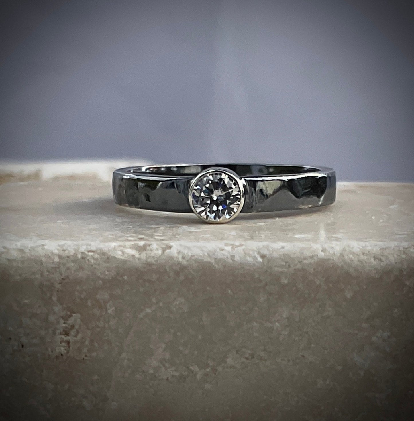 Sterling Silver Ring with April Birthstone