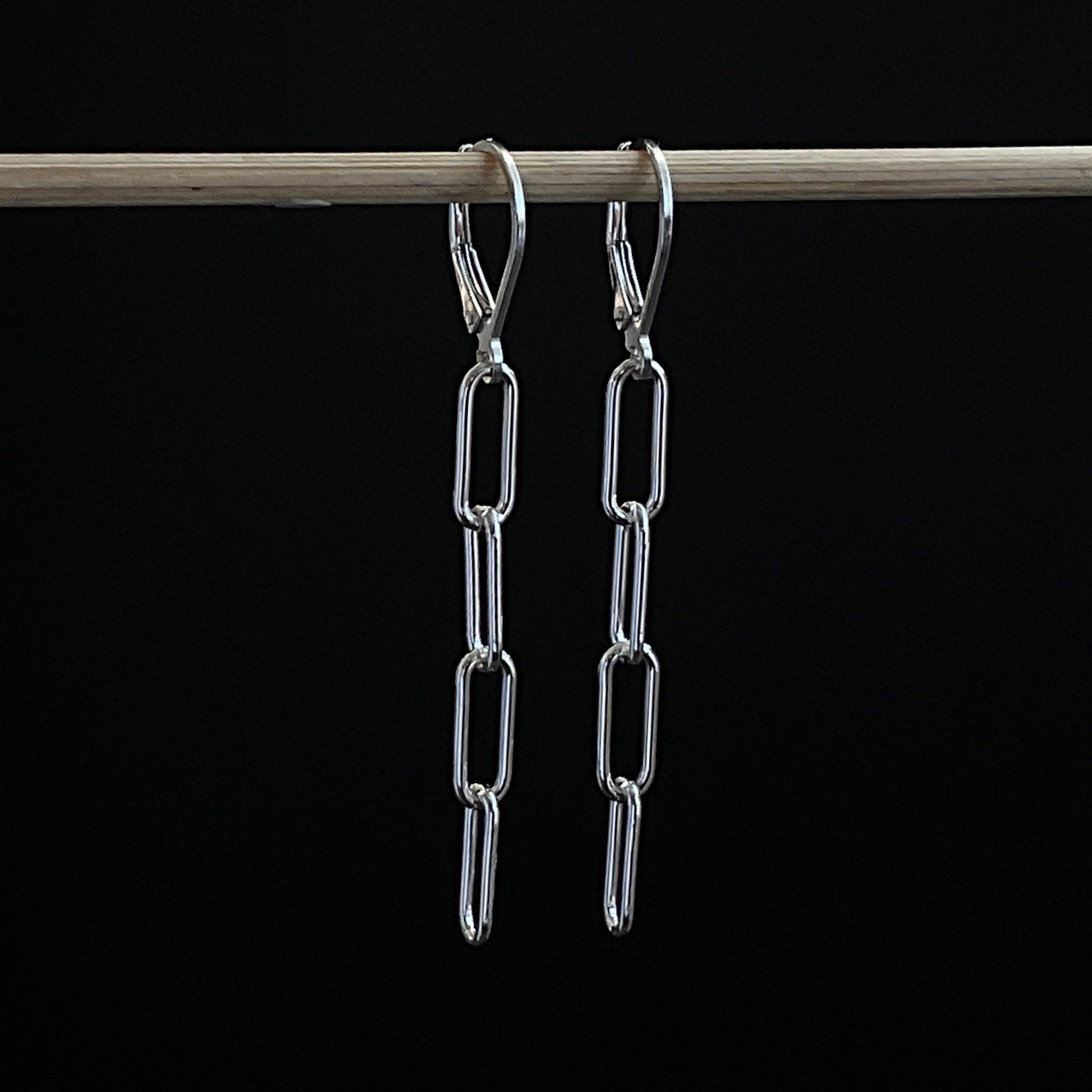 Solid Sterling Silver Paperclip Chain Earrings