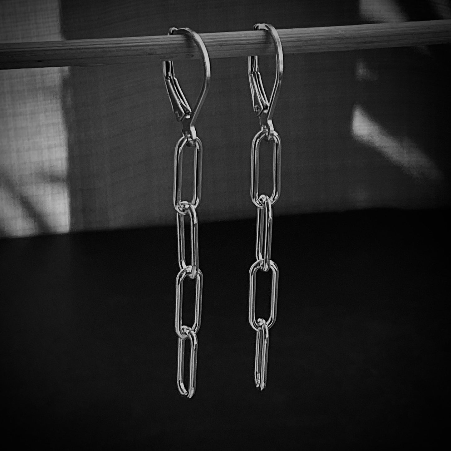 Solid Sterling Silver Paperclip Chain Earrings