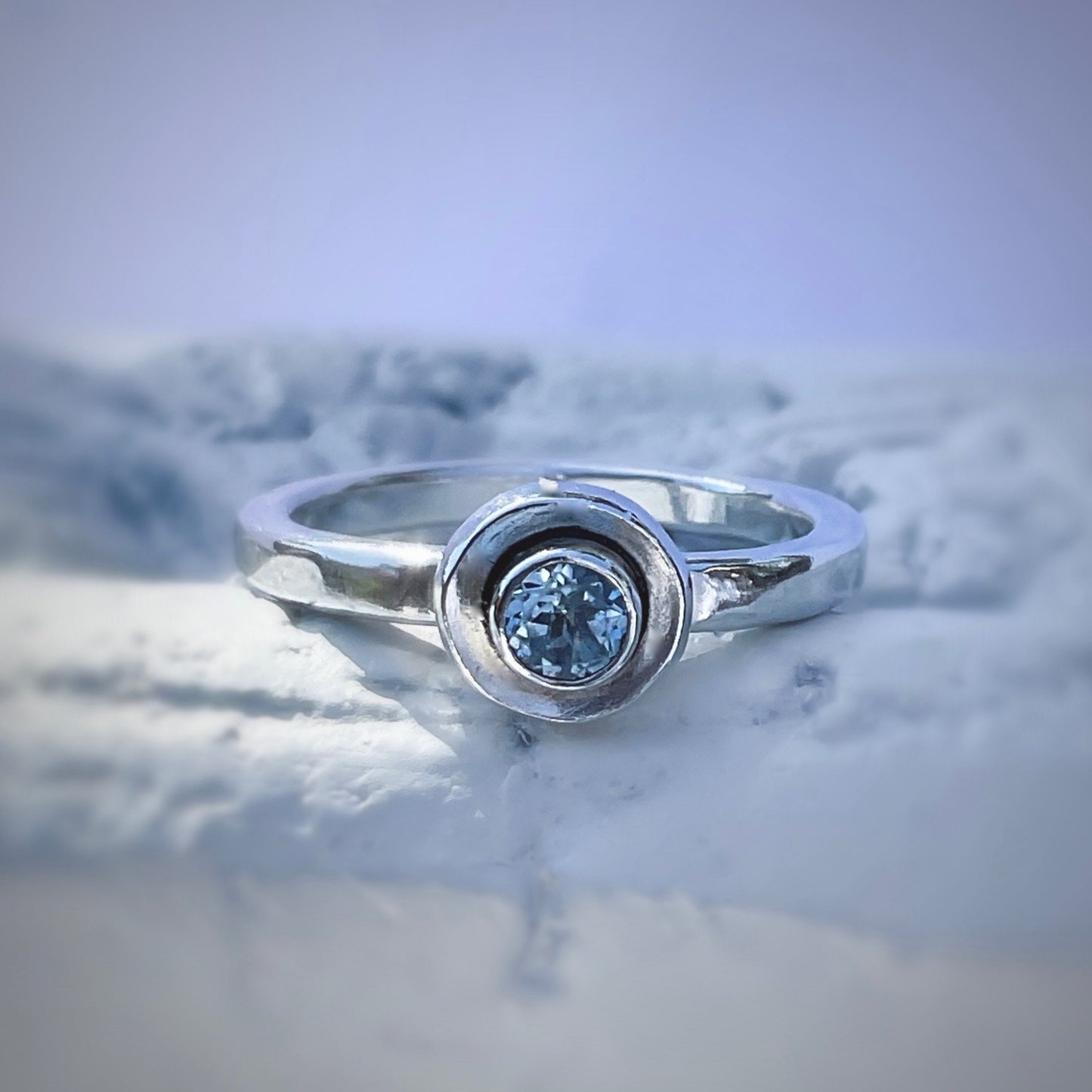 Blue Topaz Solid 925 Sterling Silver Ring with Sky Blue Topaz Gemstone