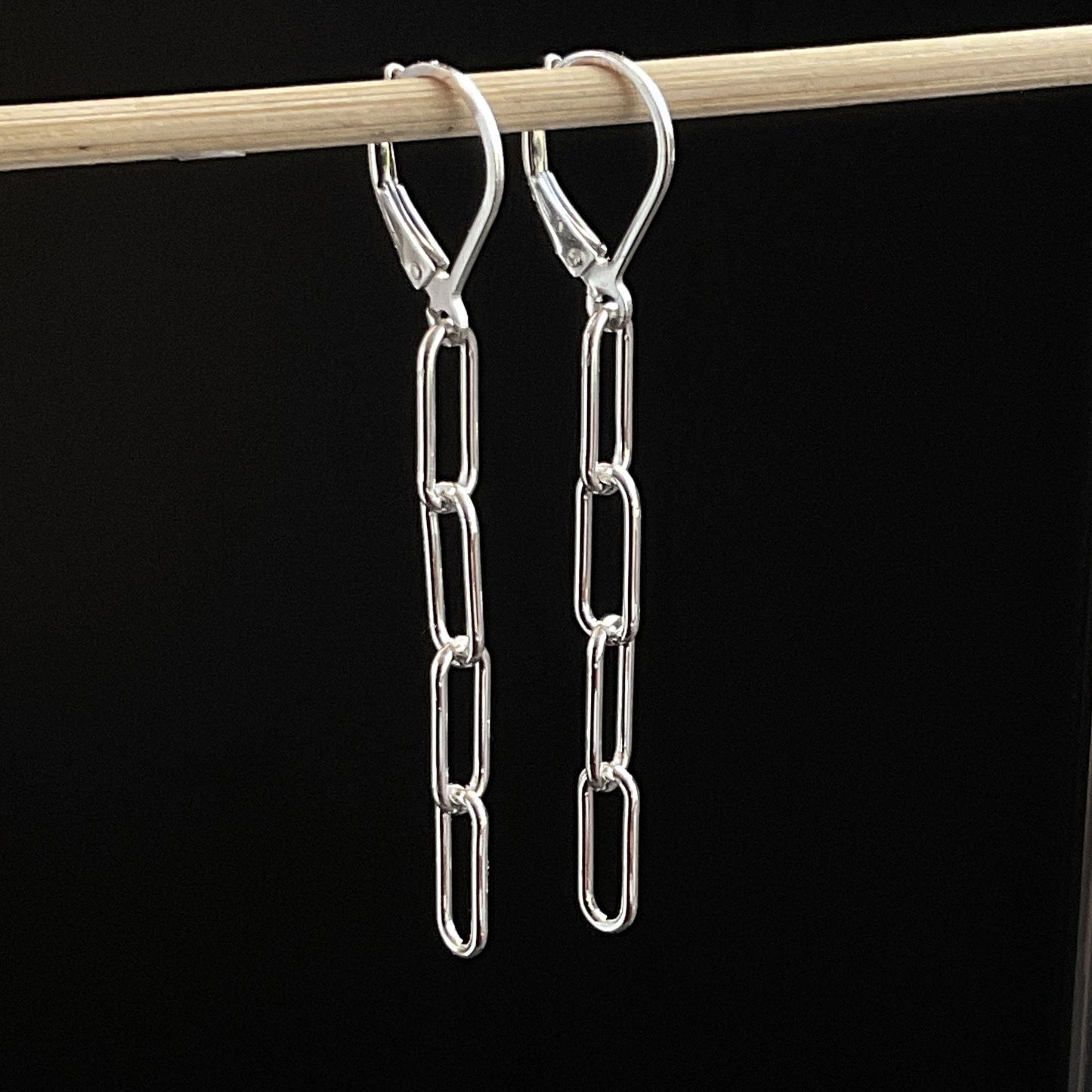 Solid Sterling Silver Paperclip Chain Earrings