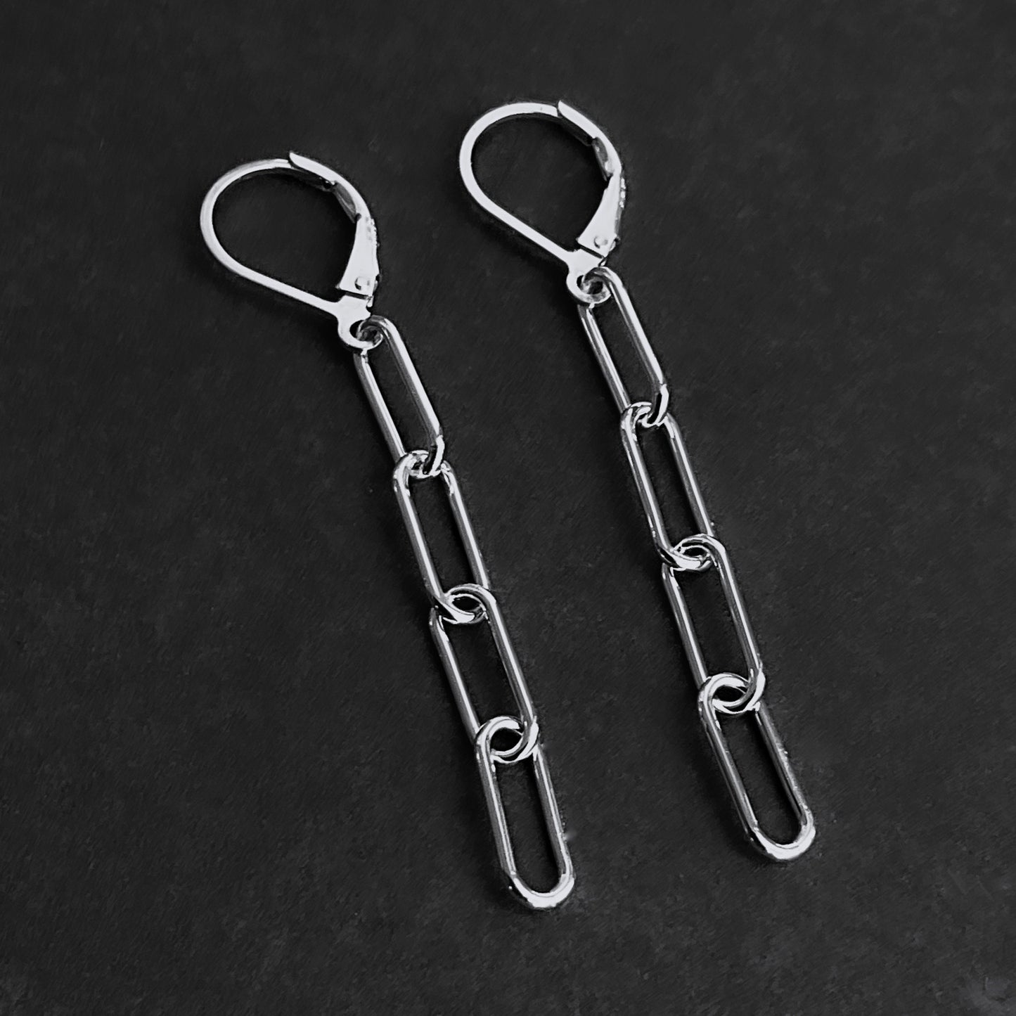 Solid Sterling Silver Paperclip Chain Earrings