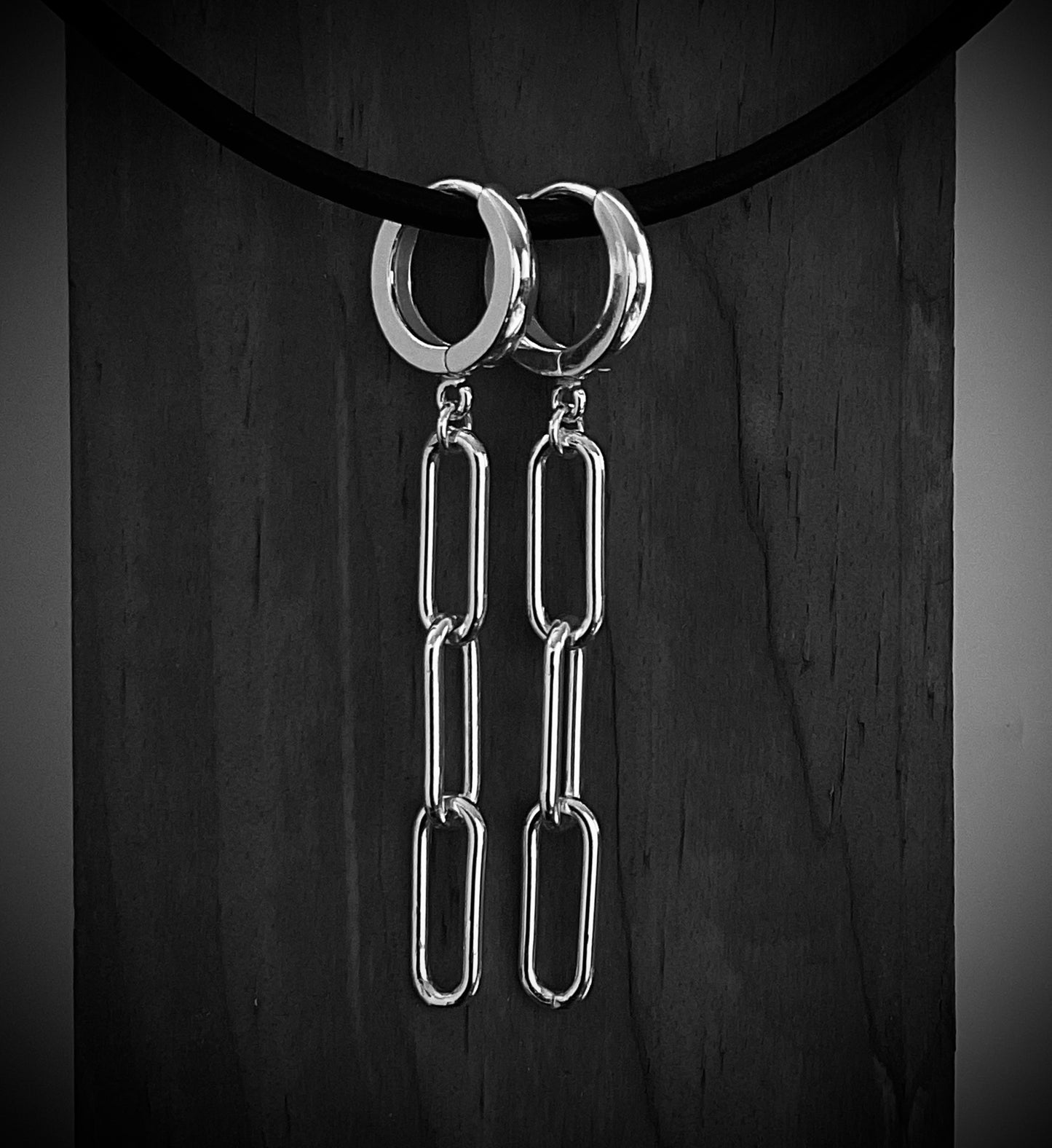 Sterling Silver Paperclip Chain Hoop Earrings