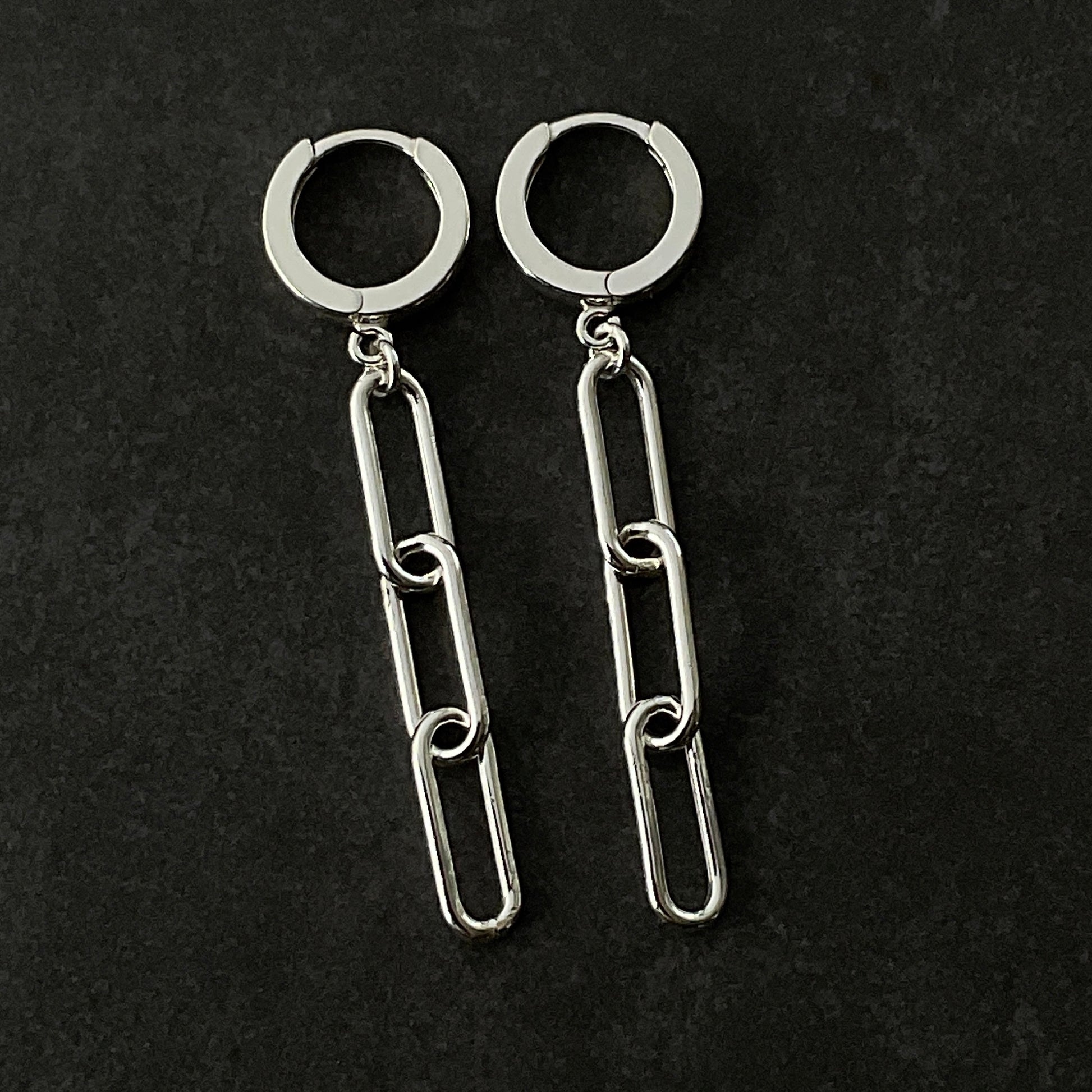 Sterling Silver Paperclip Chain Hoop Earrings